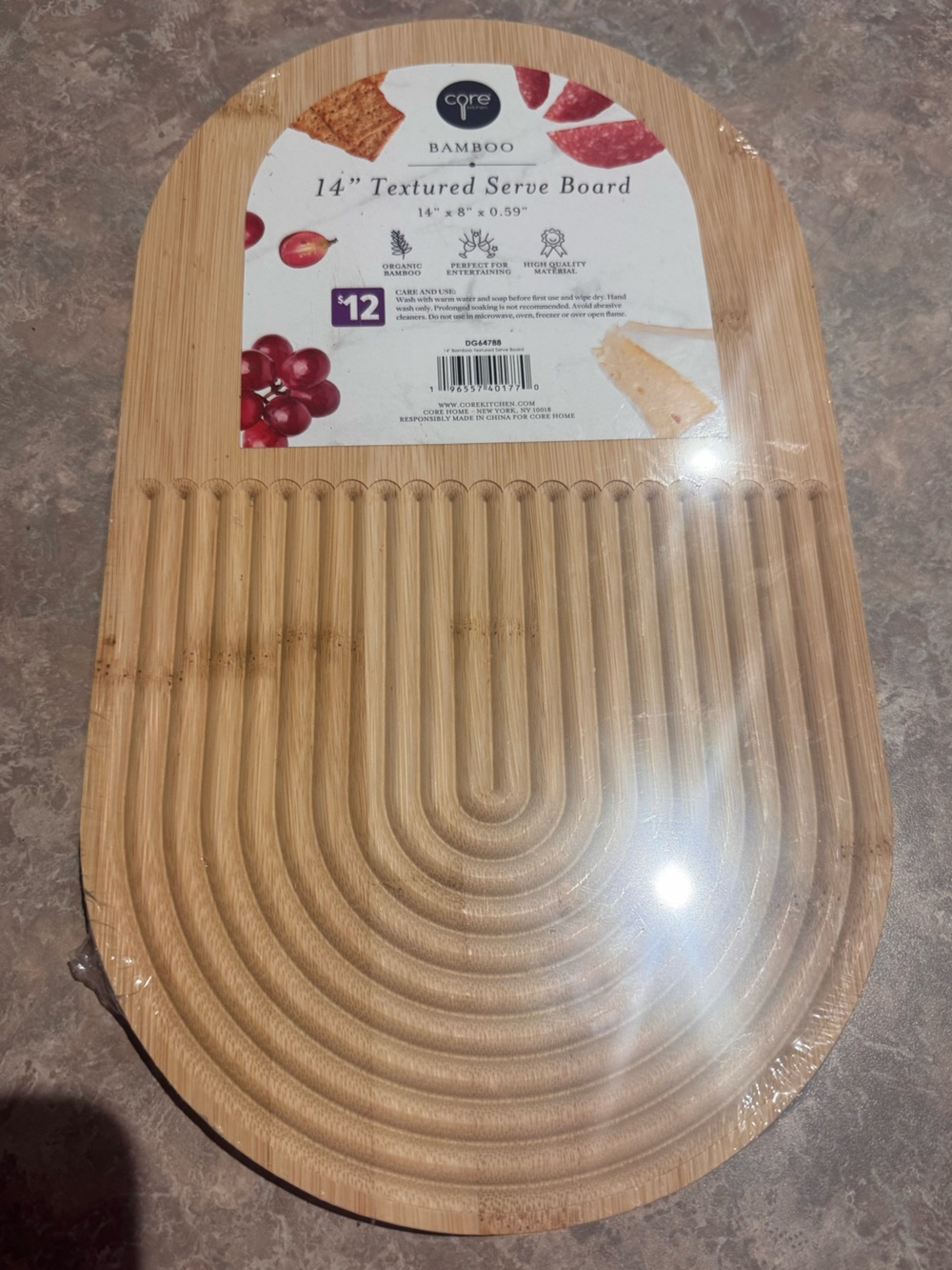 Bamboo Bread Proofing Board with Grooved Surface Textured Serve Board